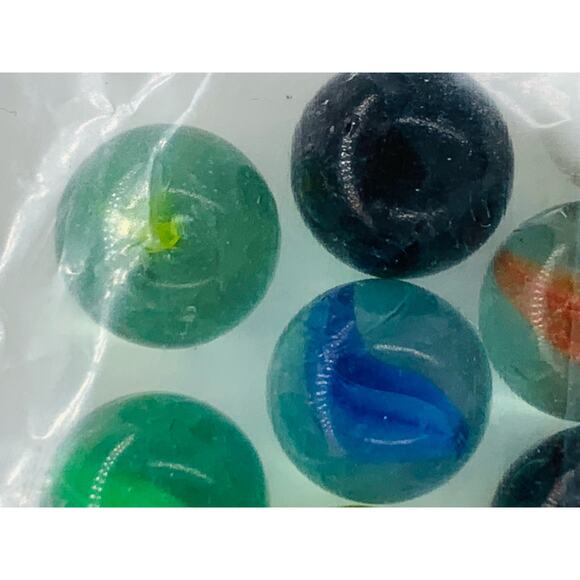 Marbles Lot Vintage Glass White Black Ribbon Clear Green Yellow Blue Red Lot 50 - Picture 5 of 6